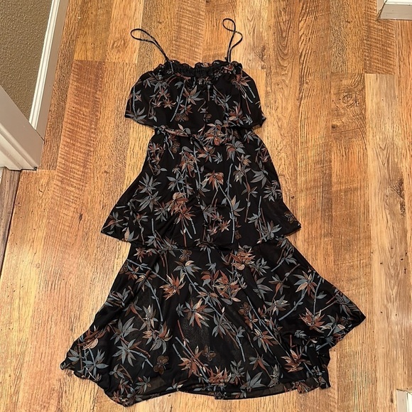 Rosani Vintage 90s Y2K Spaghetti Strap Flounce Layered Butterfly Midi Dress D5 - Picture 3 of 4